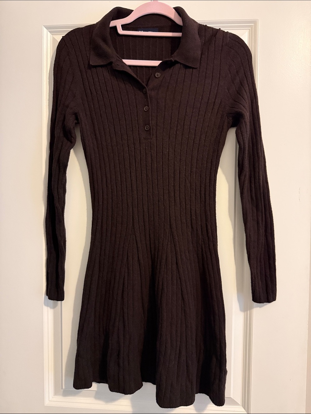 GAP Ribbed Long Sleeve Polo Sweater Dress